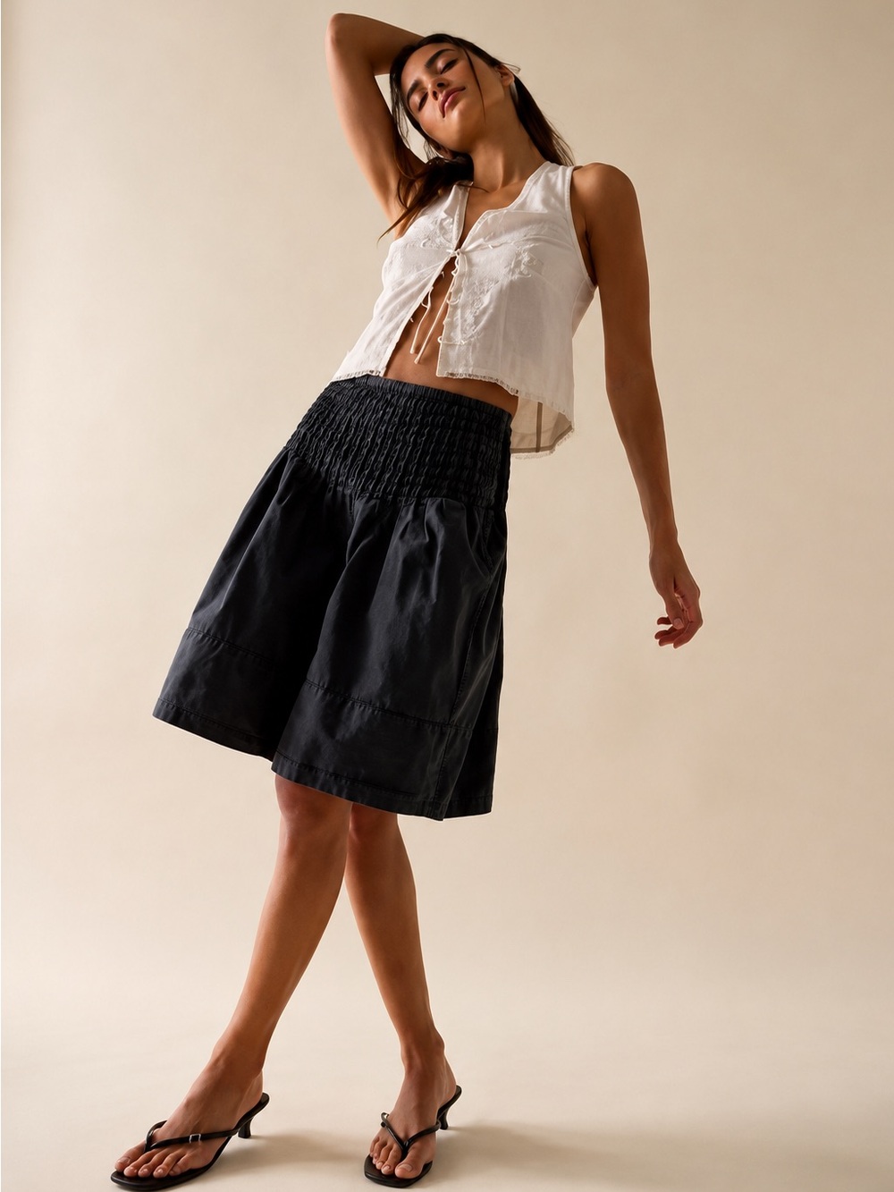 FREE PEOPLE Peyton Pintuck Midi Skirt